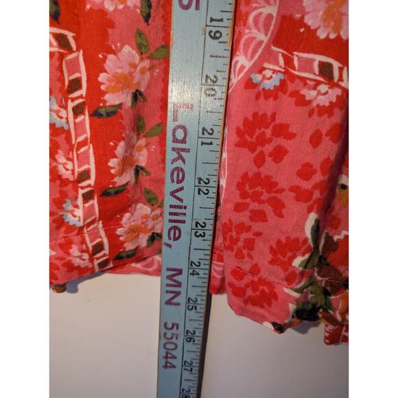 LC Lauren Conrad Top SZ XXL Red Floral Button up Boho Cottage Core Womens - Picture 6 of 8